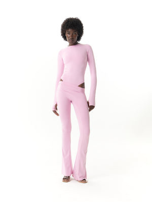 BODY THONG MANCHES LONGUES - ROSE