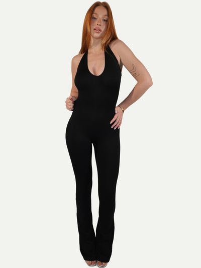 COMBINAISON HALTER SCULPTANTE FLARE NOIR