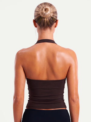 TOP HALTER DARK CHOCOLATE