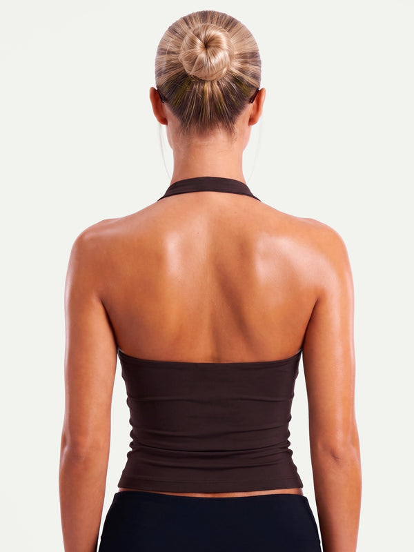 TOP HALTER DARK CHOCOLATE