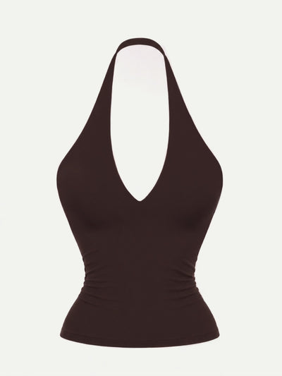 TOP HALTER DARK CHOCOLATE