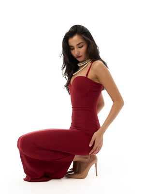 ROBE SABLIER SIRÈNE CERISE