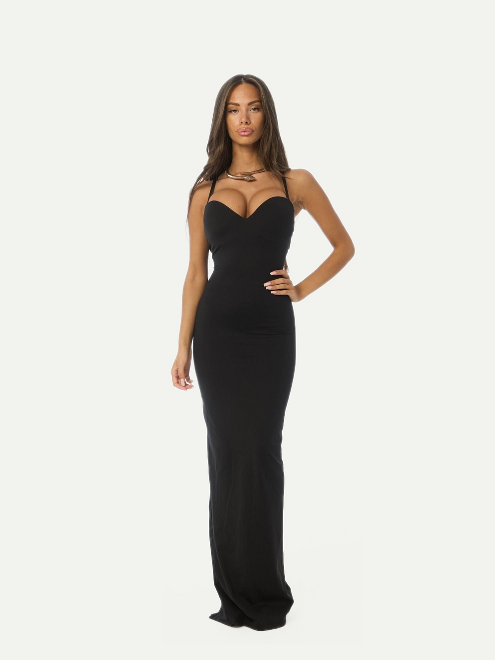 VESTIDO DE RELOJ DE ARENA DE SIRENA NEGRO