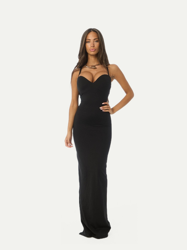 VESTIDO DE RELOJ DE ARENA DE SIRENA NEGRO