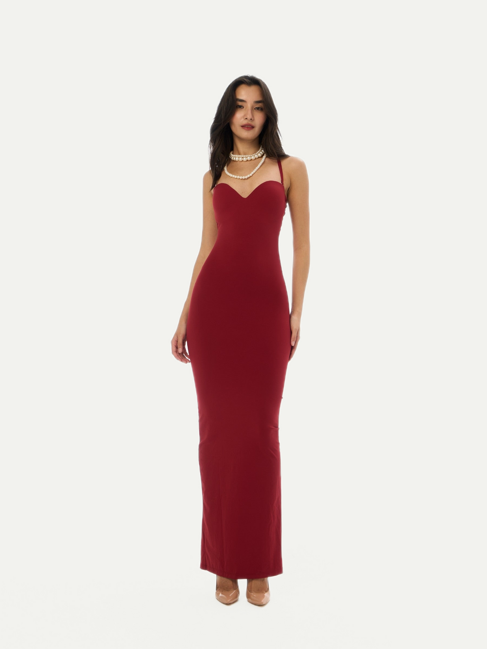 VESTIDO DE RELOJ DE ARENA DE SIRENA CEREZA