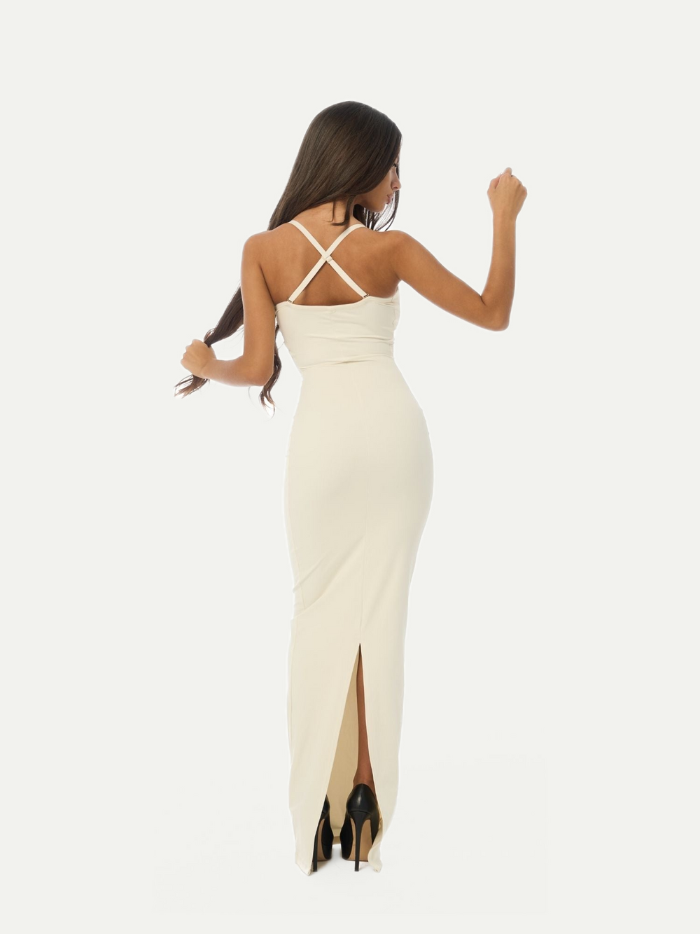 VESTIDO DE RELOJ DE ARENA DE SIRENA MARFIL