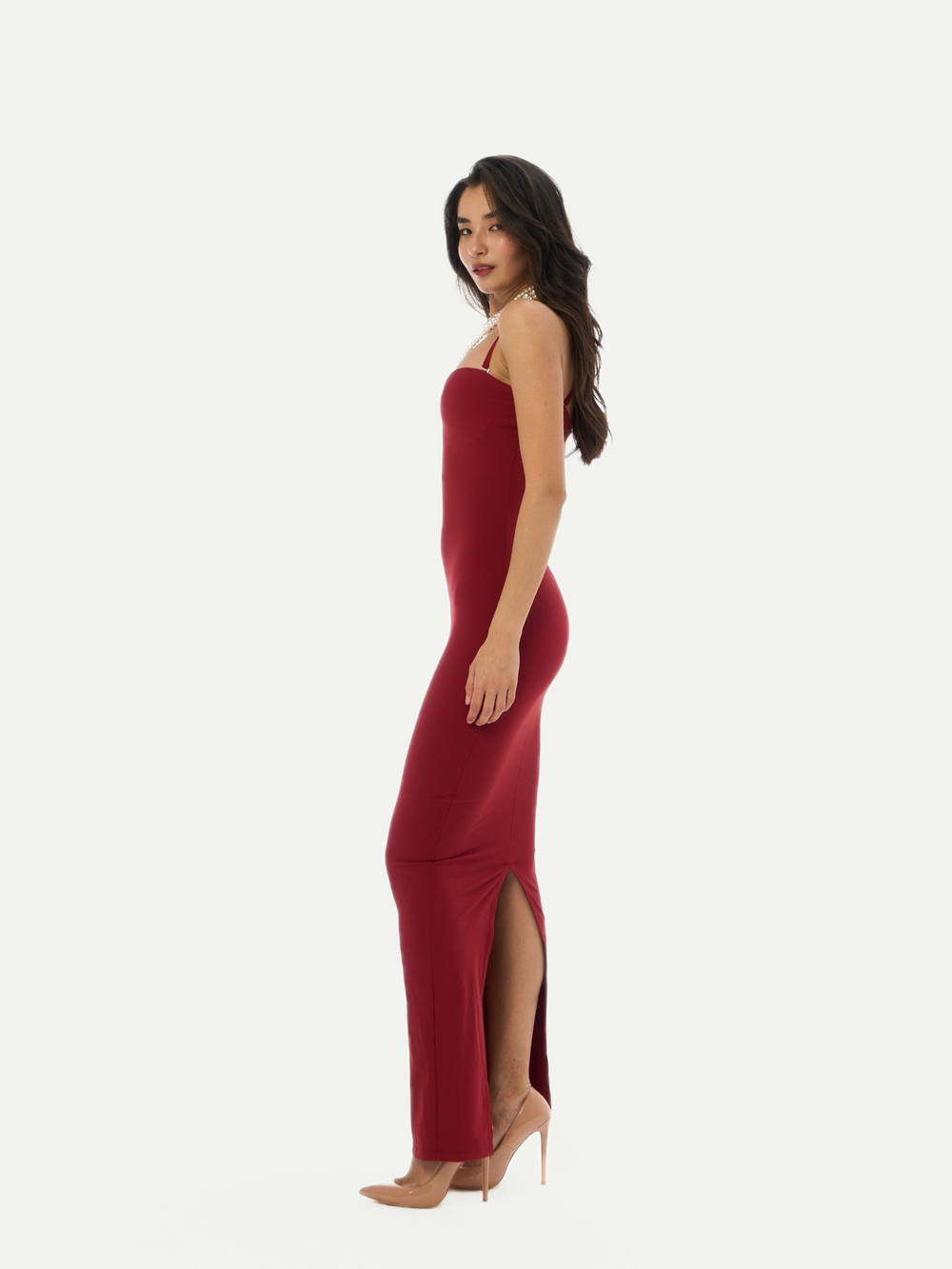 VESTIDO DE RELOJ DE ARENA DE SIRENA CEREZA