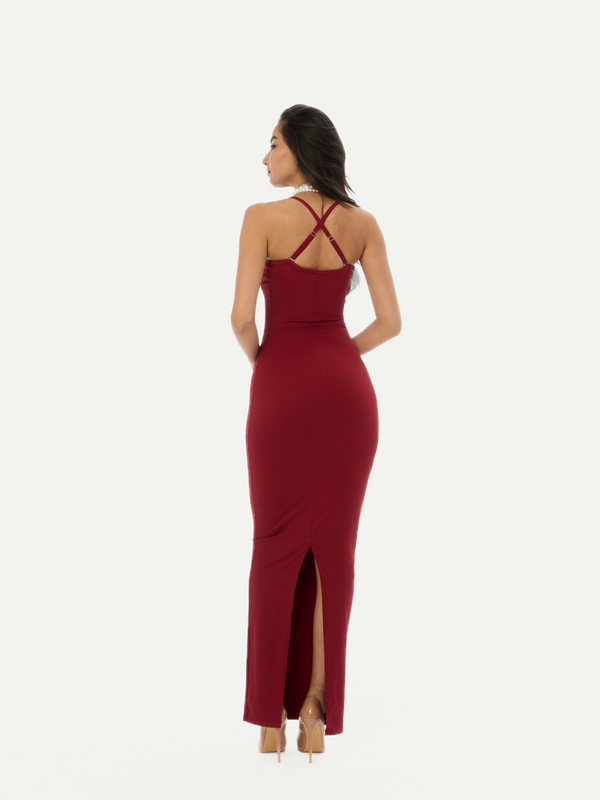 ROBE SABLIER SIRÈNE CERISE