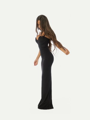 VESTIDO DE RELOJ DE ARENA DE SIRENA NEGRO