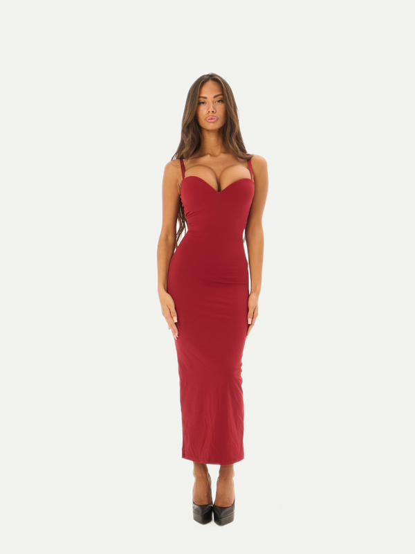 Vestido midi moldeador de reloj de arena con diseño de cerezas
